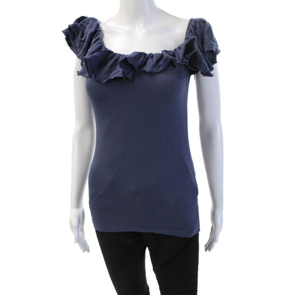 Ralph Lauren Rugby Womens Dark Blue Square Neck Short Sleeve Blouse Size S